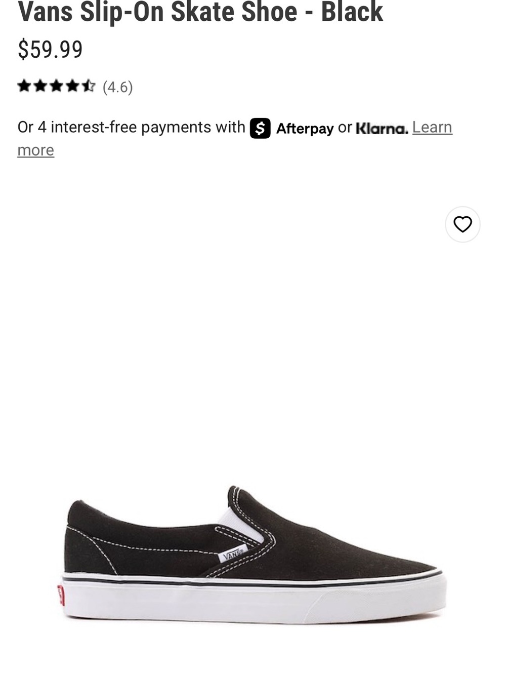 NWOT Vans Slip-On Skate Shoe - Black